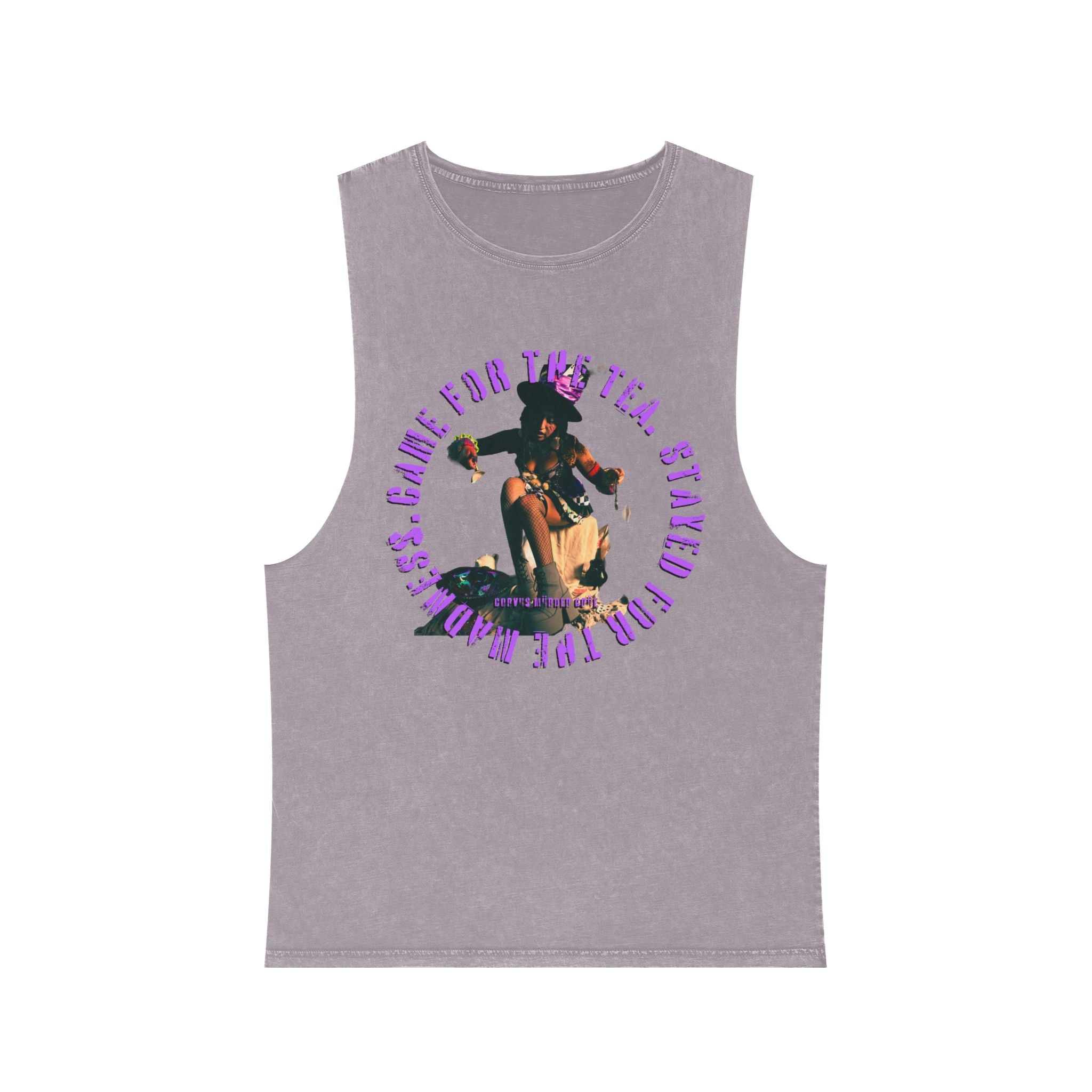 Came For The Tea by Nicholas Harvey-Stonewash Graphic Tank Top, Relaxed Summer Casual, Perfect for Music Festivals, Graphic Apparel for Men and Women, Streetwear