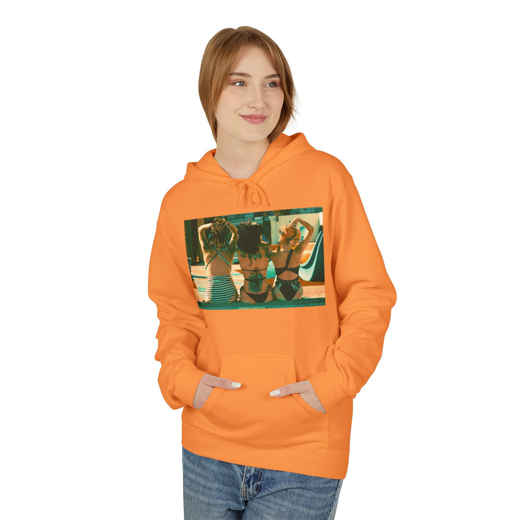 Retro Poolside Friends Hoodie — Vintage Bikini Photo Sweatshirt