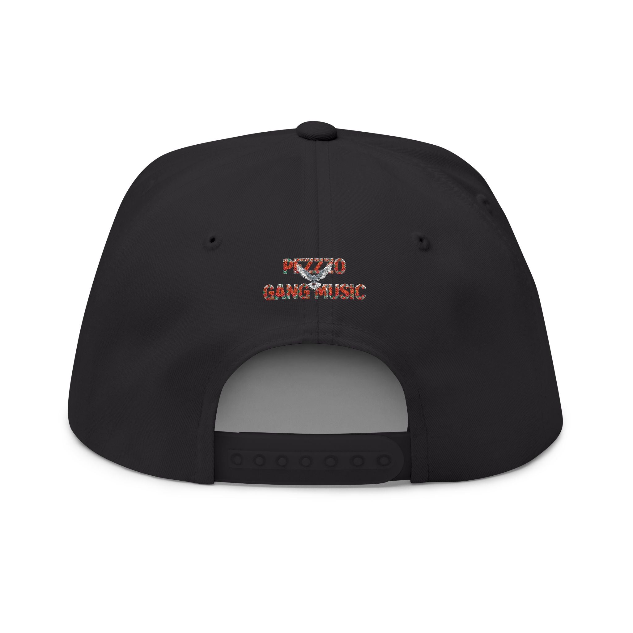 PEZZZO Gang Embroidered Flat Bill Cap — Floral Logo Snapback Hat