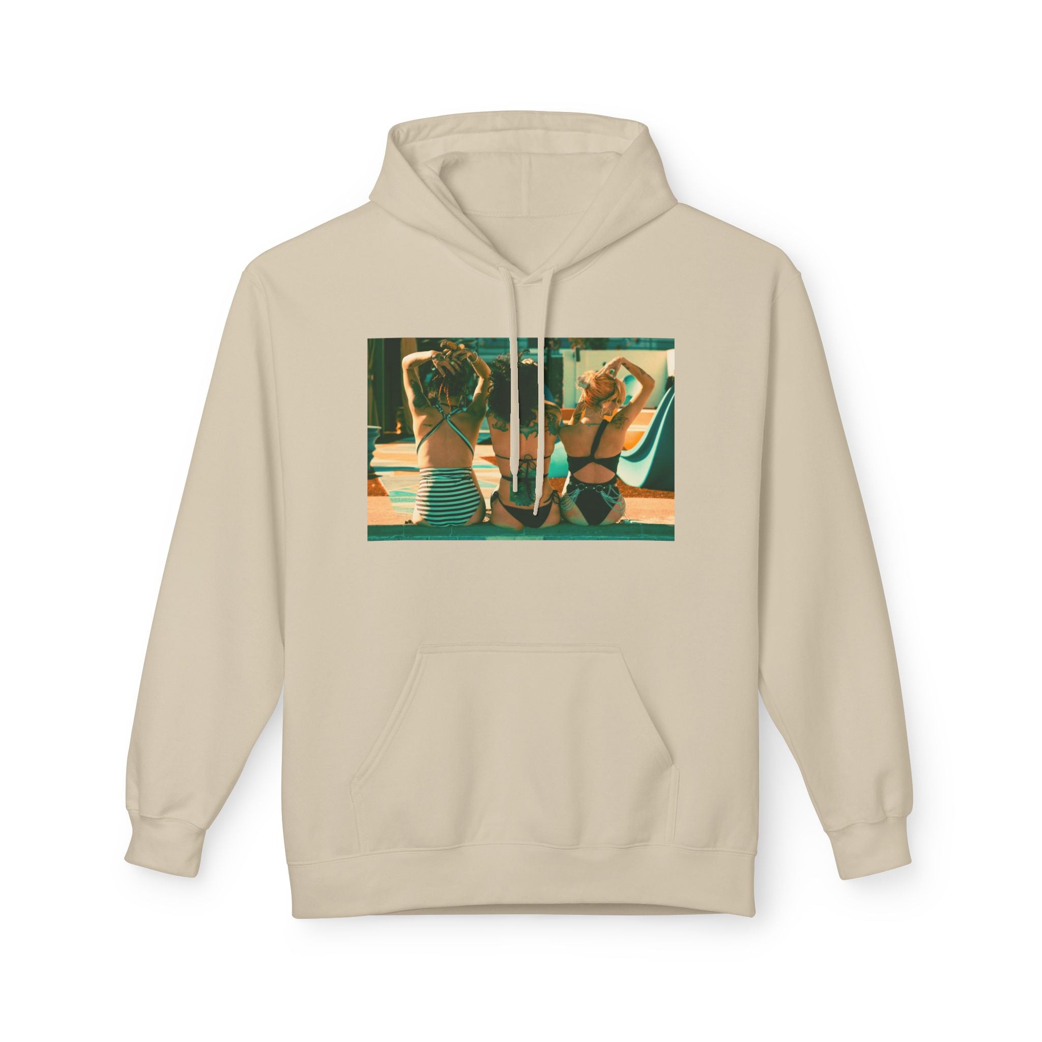 Retro Poolside Friends Hoodie — Vintage Bikini Photo Sweatshirt
