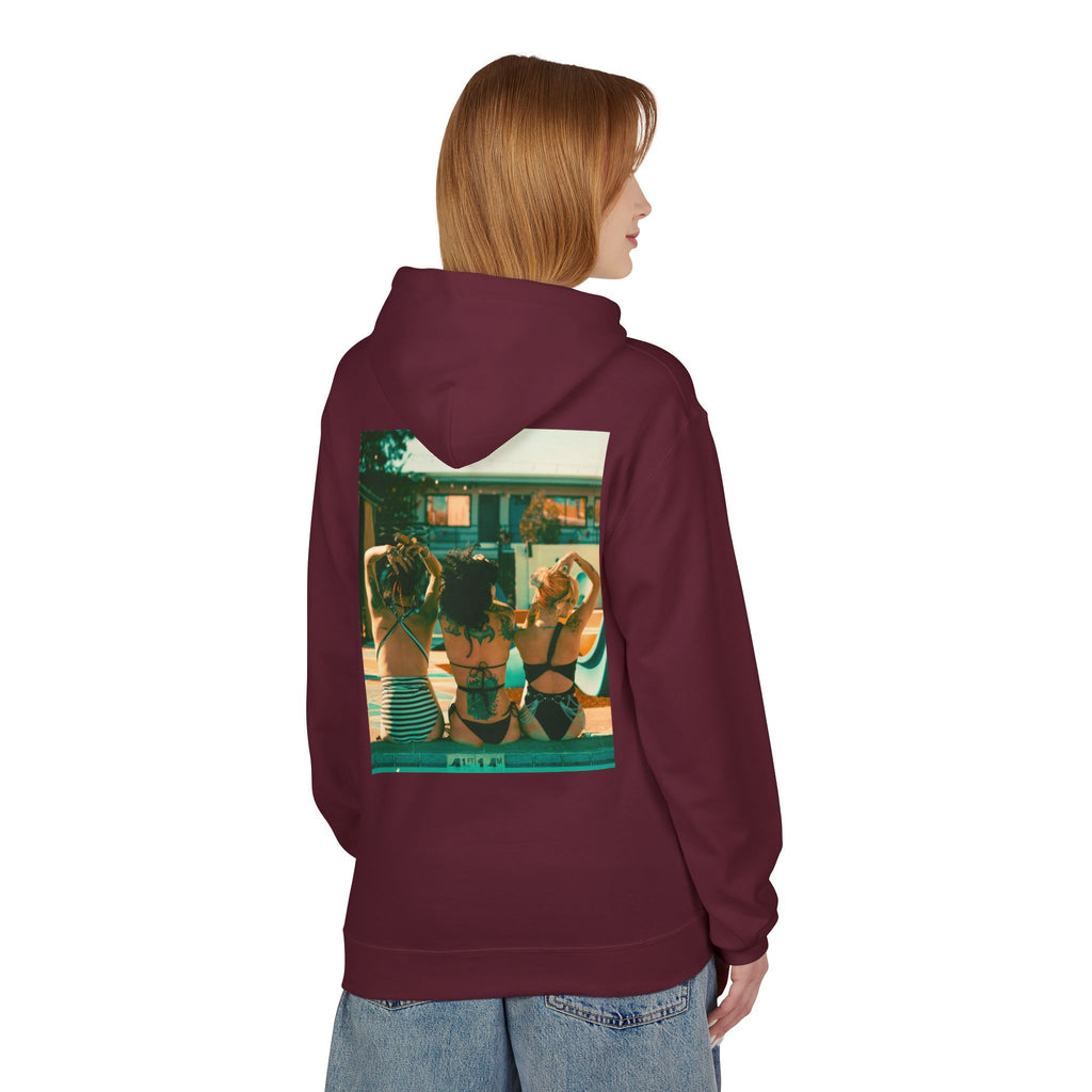 Retro Poolside Friends Hoodie — Vintage Bikini Photo Sweatshirt