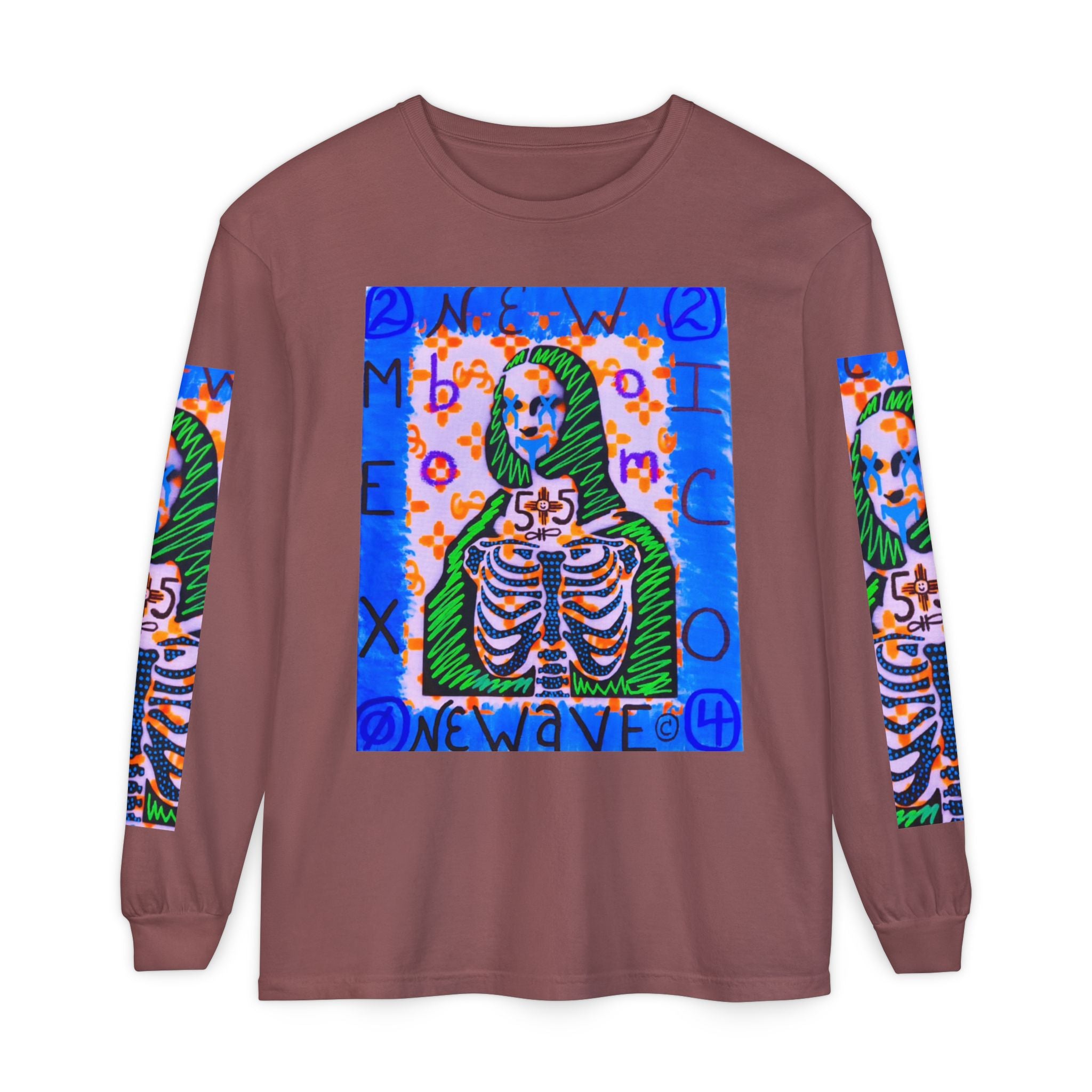Skeleton Mona Lisa Long Sleeve Tee — 'New Wave' Graphic Shirt