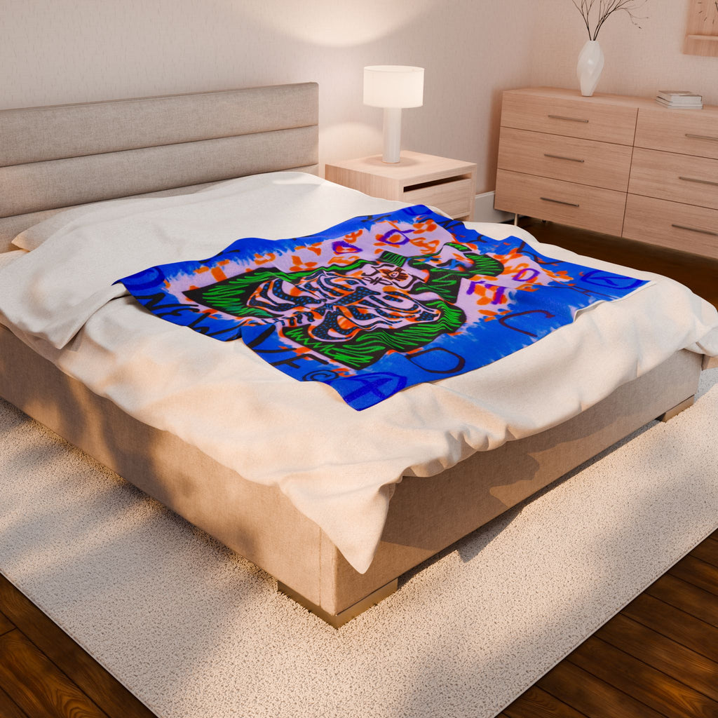 Neon Mona Lisa Art Throw Blanket (NeWMeXICOWAVe Design)