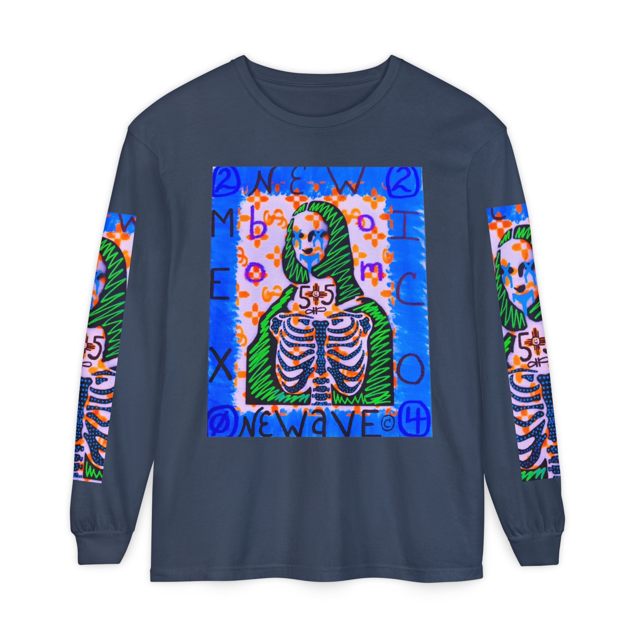 Skeleton Mona Lisa Long Sleeve Tee — 'New Wave' Graphic Shirt