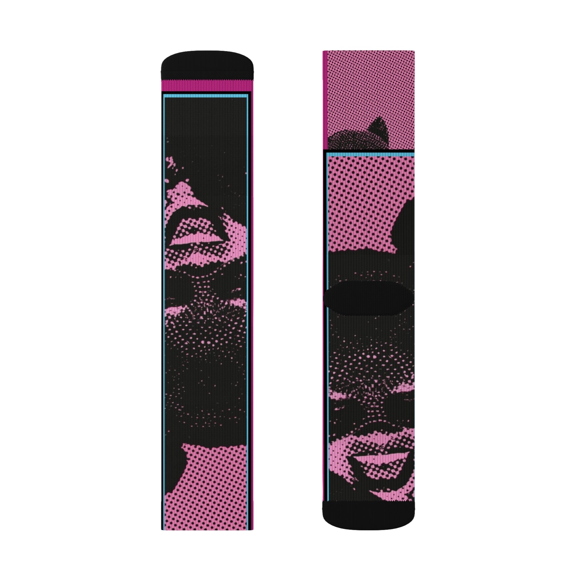 Catwoman by Factor VIII- Sublimation Socks: Bold Pop Art Socks for Unique Style, Colorful Crew Socks, Fun Gift for Artists, Statement Fashion Accessory