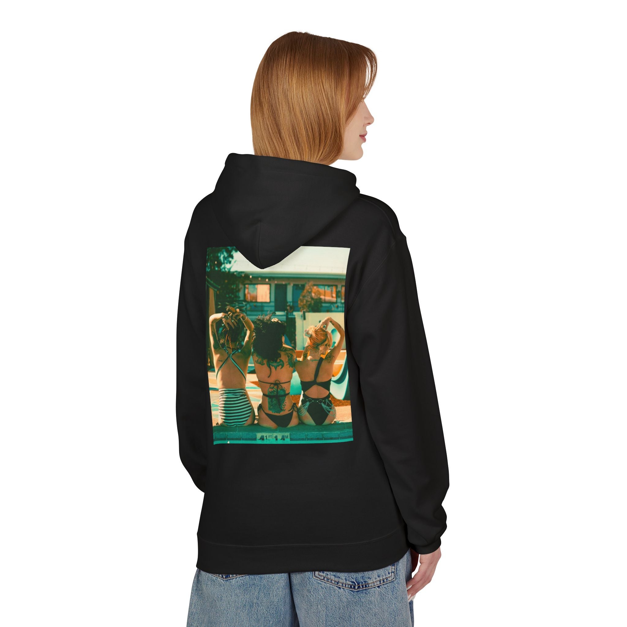 Retro Poolside Friends Hoodie — Vintage Bikini Photo Sweatshirt