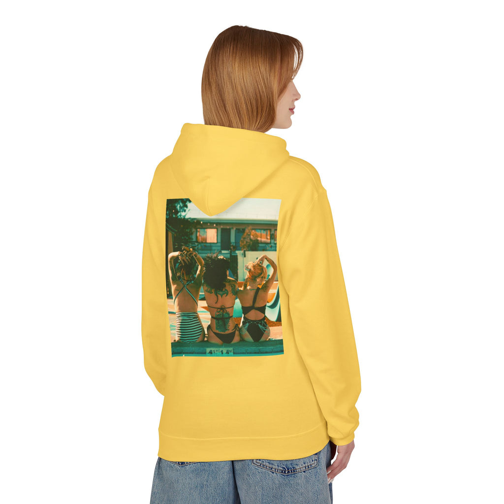 Retro Poolside Friends Hoodie — Vintage Bikini Photo Sweatshirt