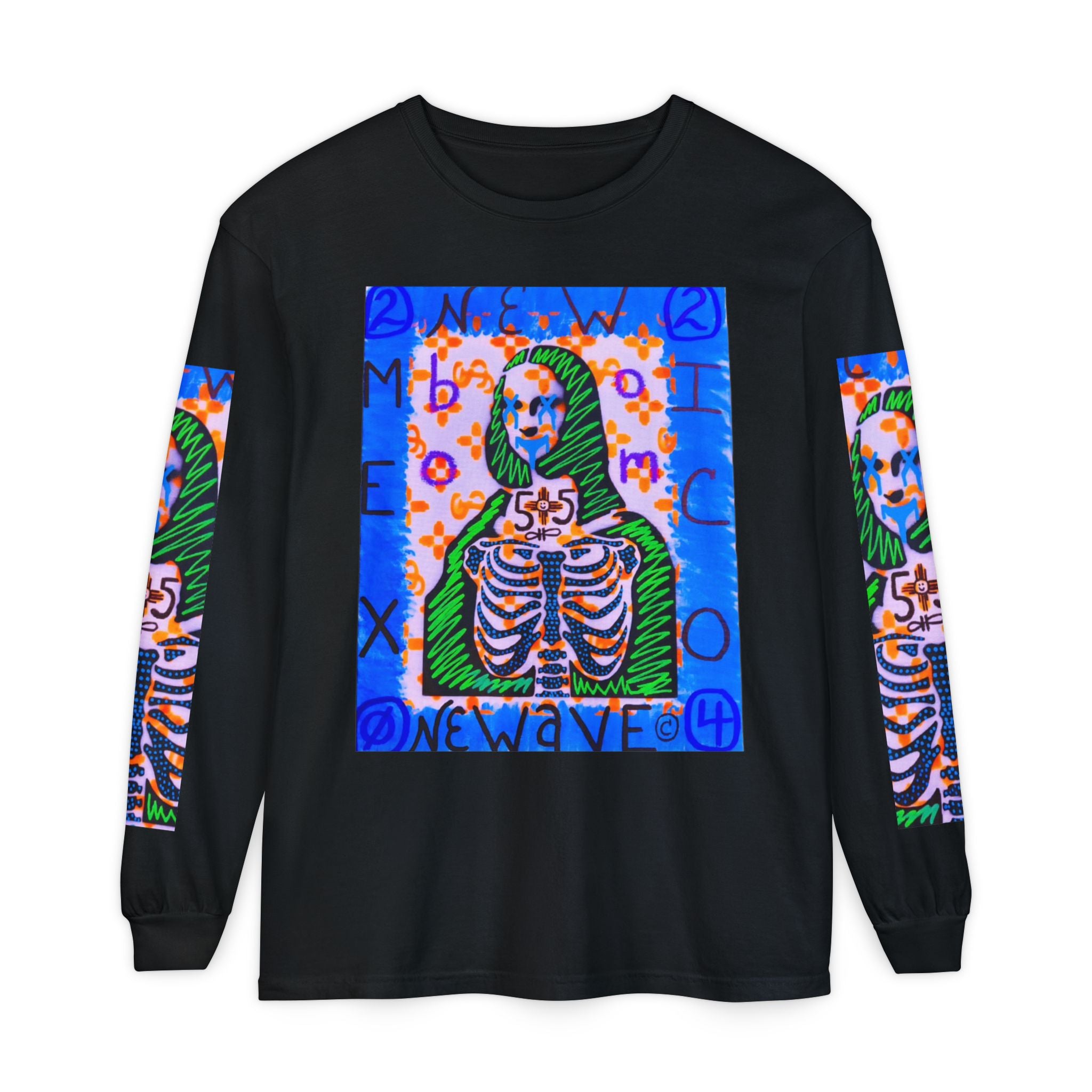 Skeleton Mona Lisa Long Sleeve Tee — 'New Wave' Graphic Shirt