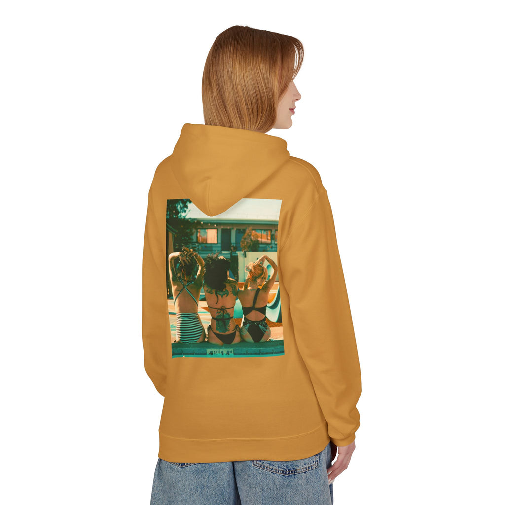 Retro Poolside Friends Hoodie — Vintage Bikini Photo Sweatshirt