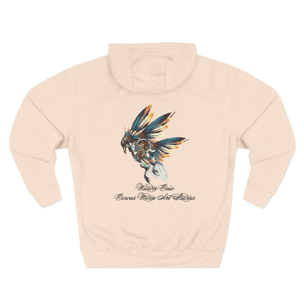 Steampunk crow Hoodie — 'Mürder Crüe' Graphic Fleece Hoodie with Feathered Raven Design