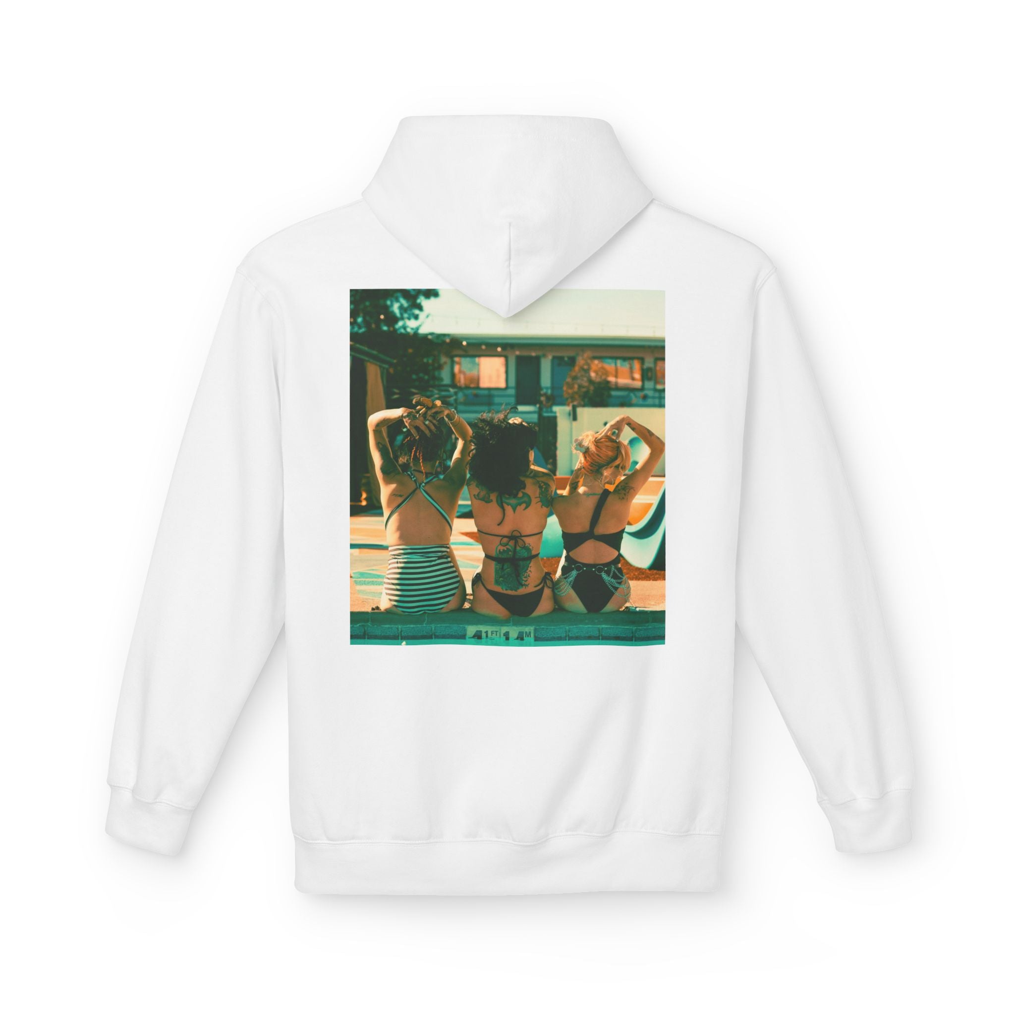 Retro Poolside Friends Hoodie — Vintage Bikini Photo Sweatshirt