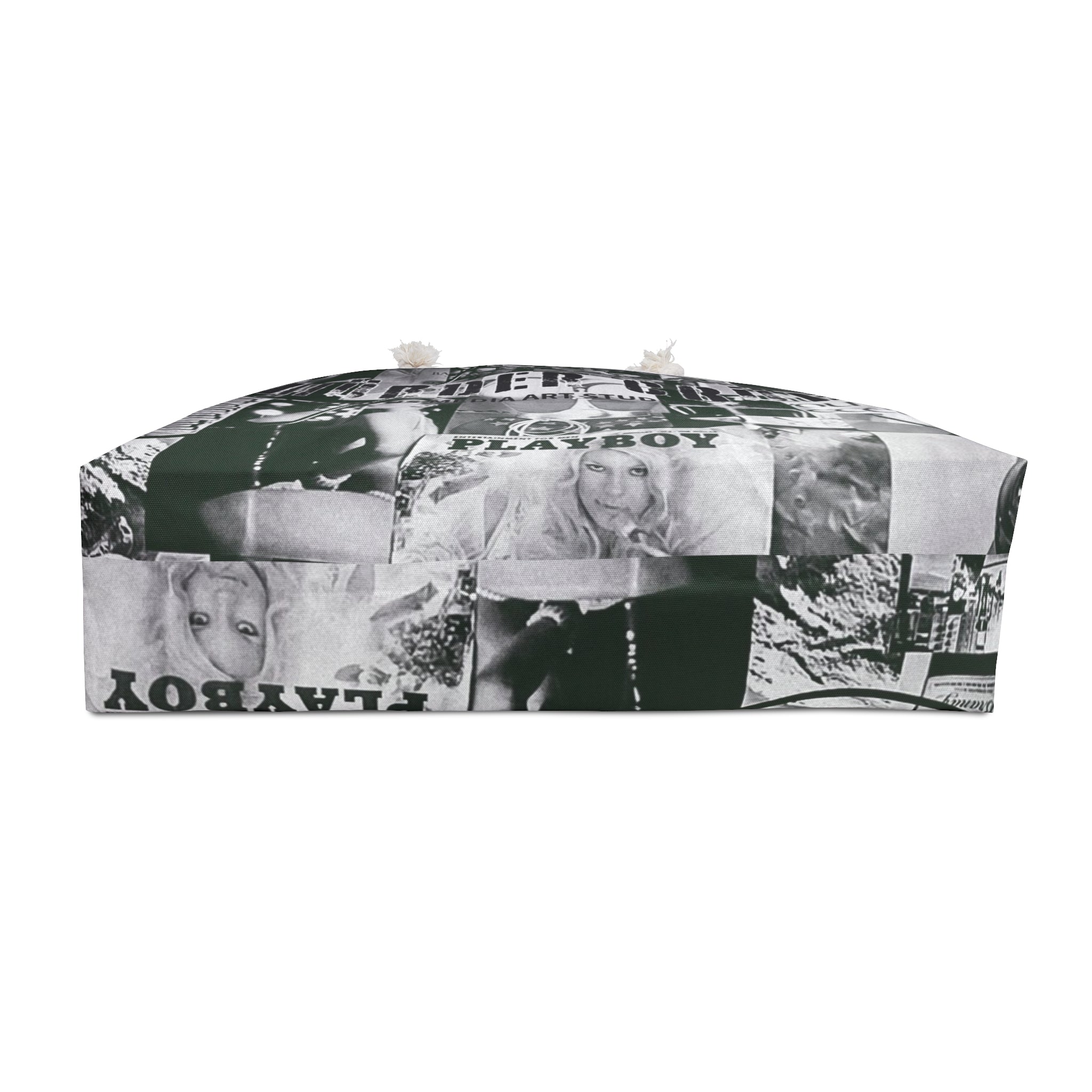 Weekender Crime  Bag — Black & White Collage Travel Tote ("Murder Crime" Graphic)