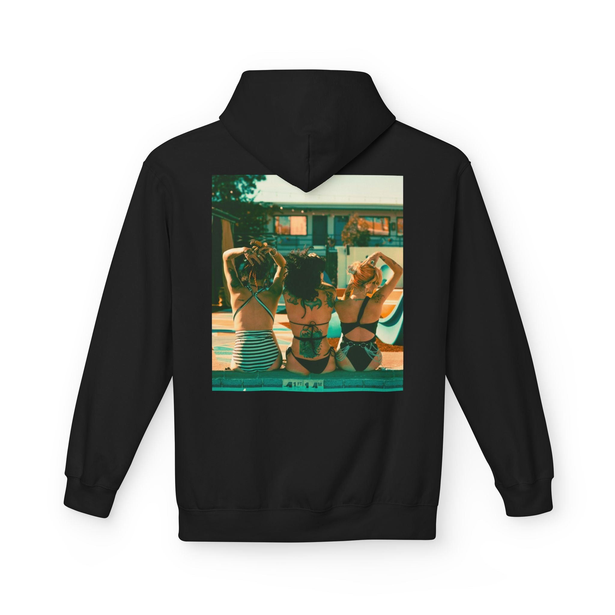 Retro Poolside Friends Hoodie — Vintage Bikini Photo Sweatshirt