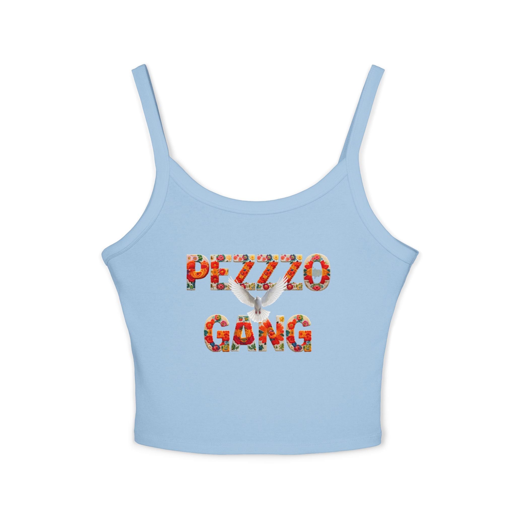 Pezzzo Gang Floral Crop Tank — Women's Spaghetti Strap Graphic Tank Top