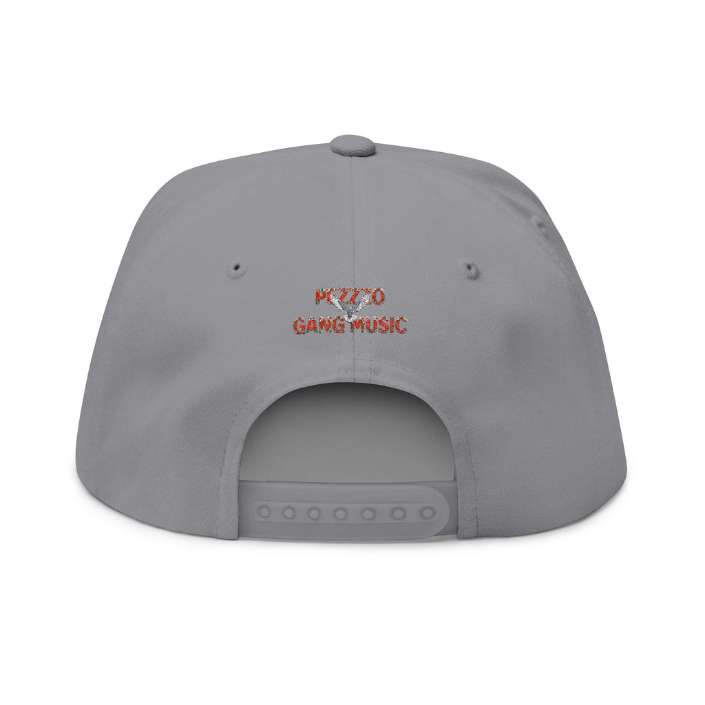 PEZZZO Gang Embroidered Flat Bill Cap — Floral Logo Snapback Hat
