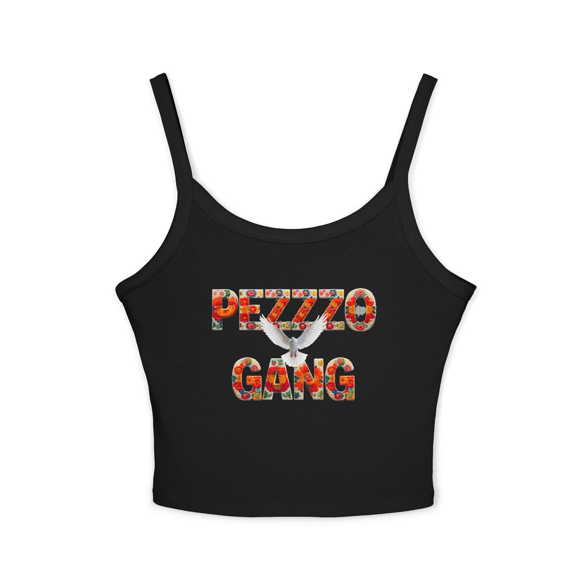 Pezzzo Gang Floral Crop Tank — Women's Spaghetti Strap Graphic Tank Top