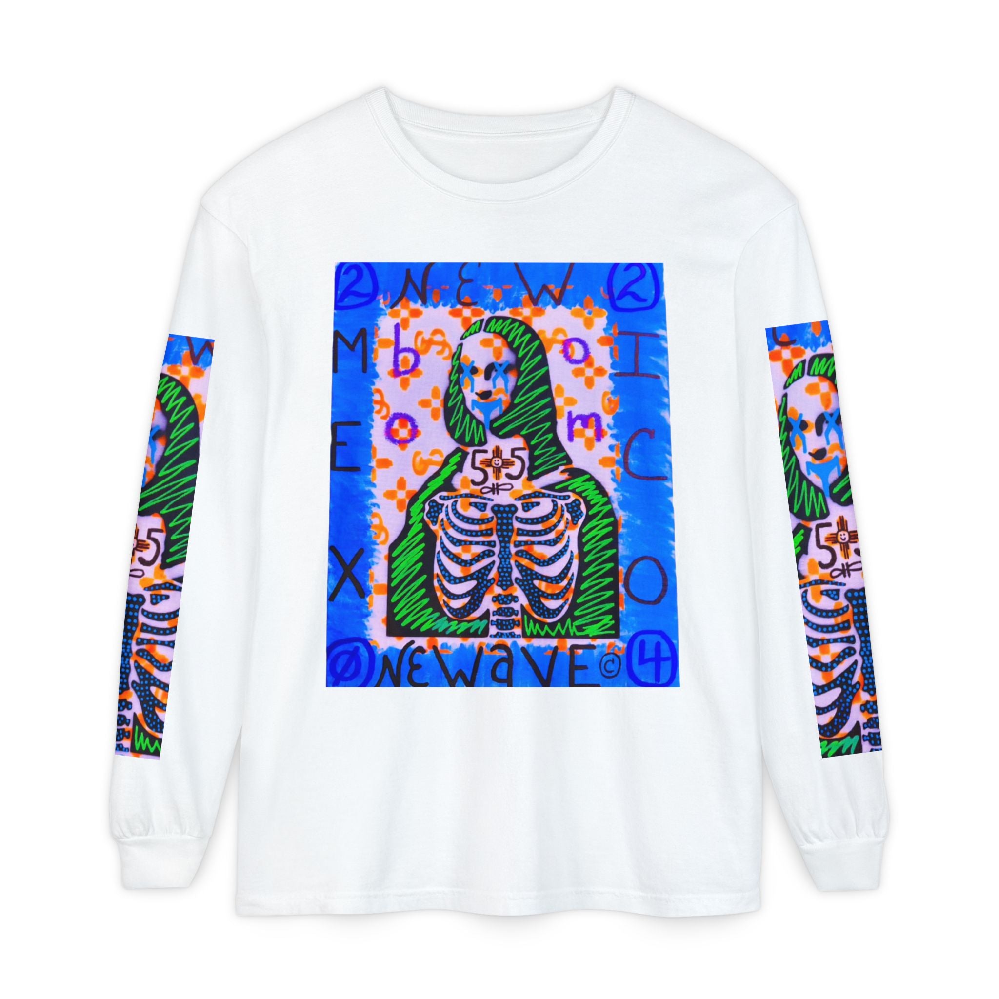 Skeleton Mona Lisa Long Sleeve Tee — 'New Wave' Graphic Shirt