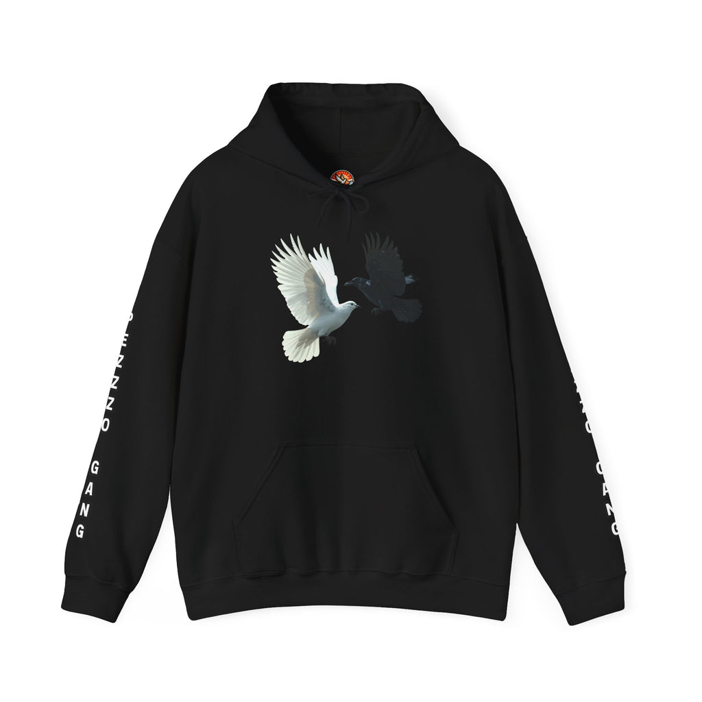 Pezzzo Gang & Mürder Crüe Collab Hoodie — Dove and Crow Contrast Graphic Pullover