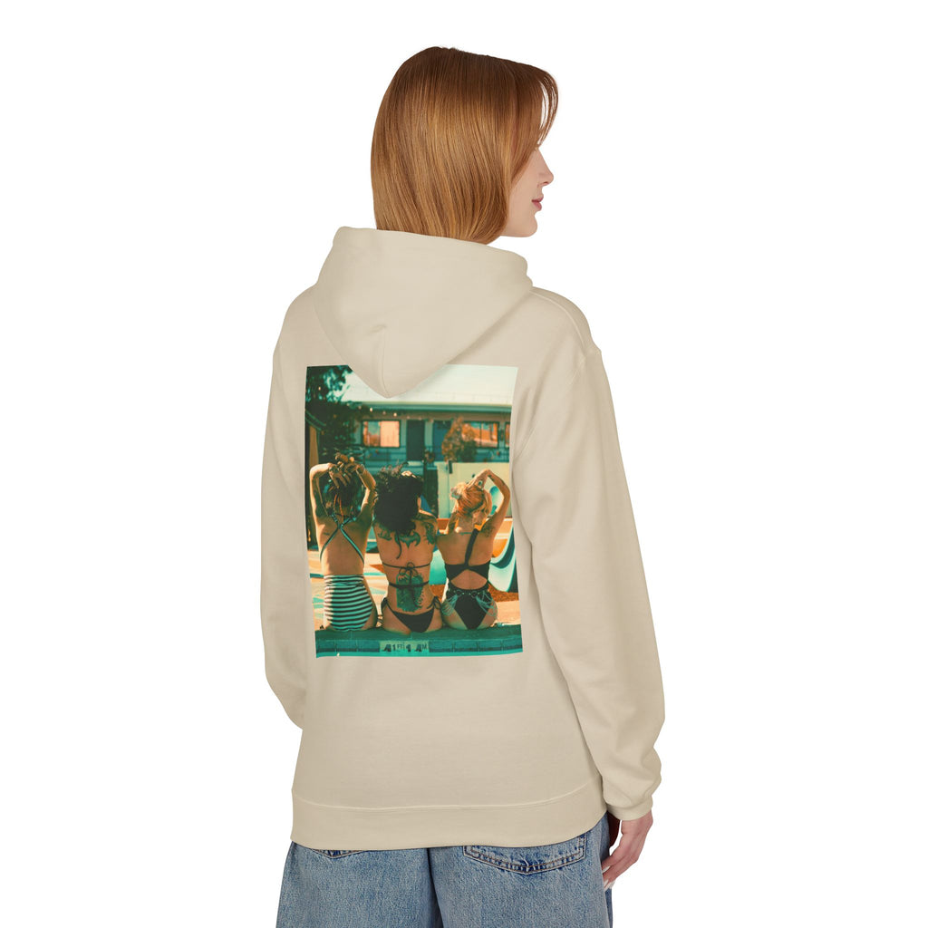 Retro Poolside Friends Hoodie — Vintage Bikini Photo Sweatshirt