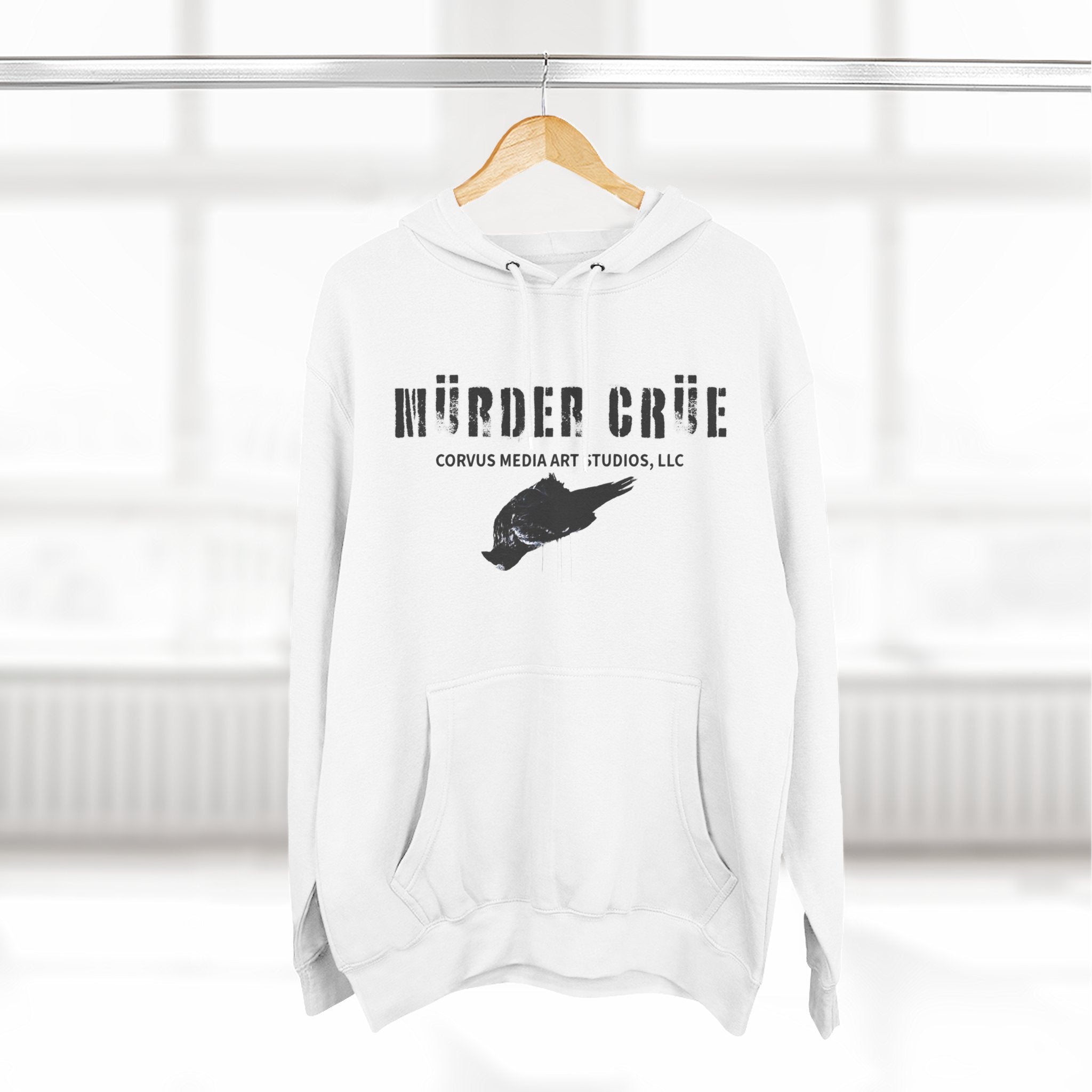 Steampunk crow Hoodie — 'Mürder Crüe' Graphic Fleece Hoodie with Feathered Raven Design