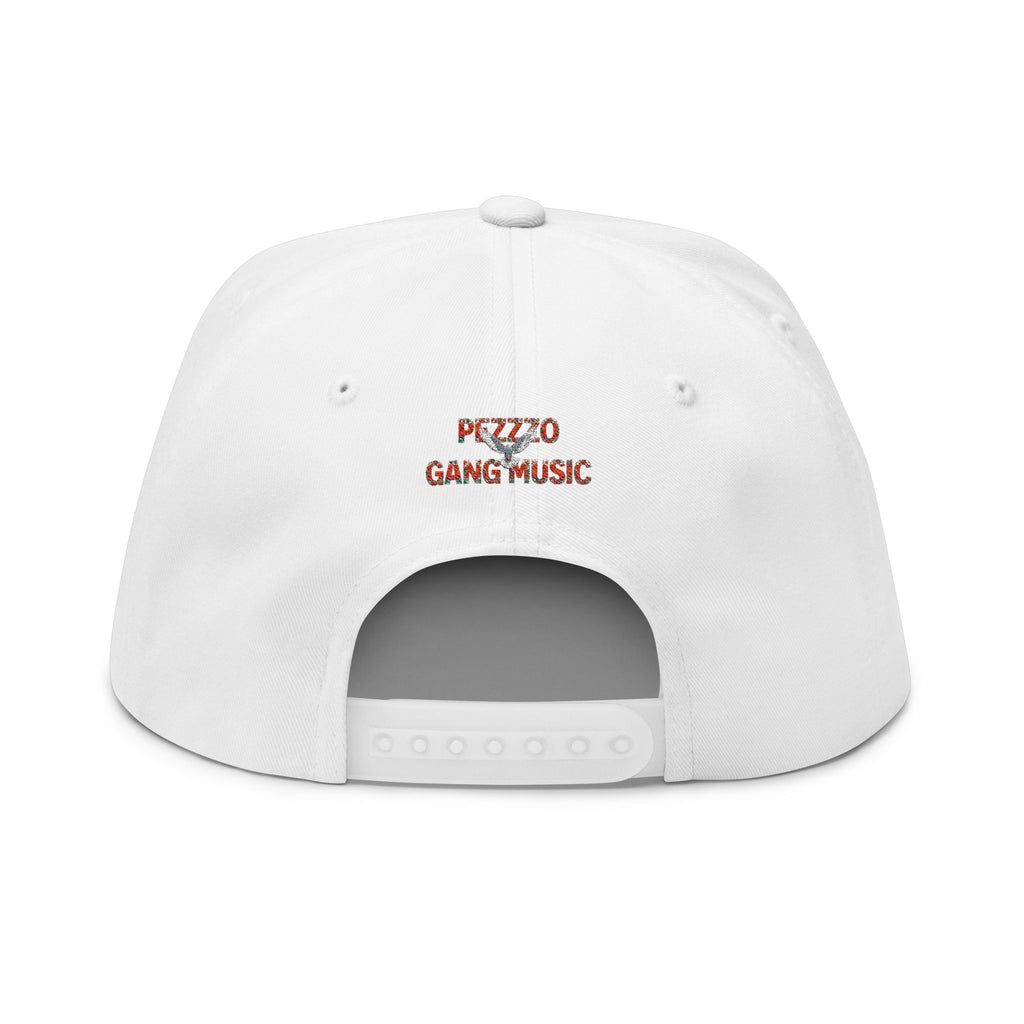 PEZZZO Gang Embroidered Flat Bill Cap — Floral Logo Snapback Hat