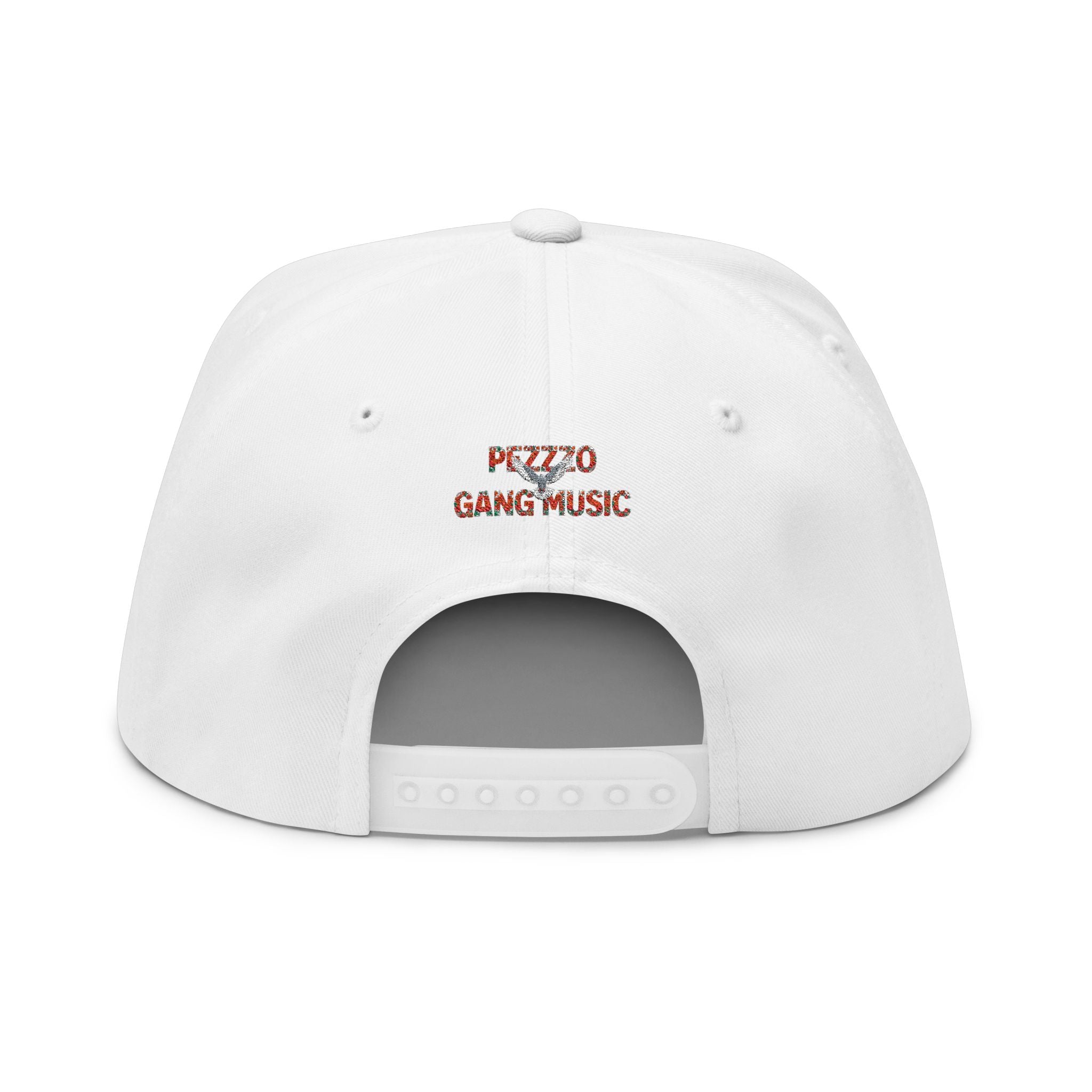 PEZZZO Gang Embroidered Flat Bill Cap — Floral Logo Snapback Hat