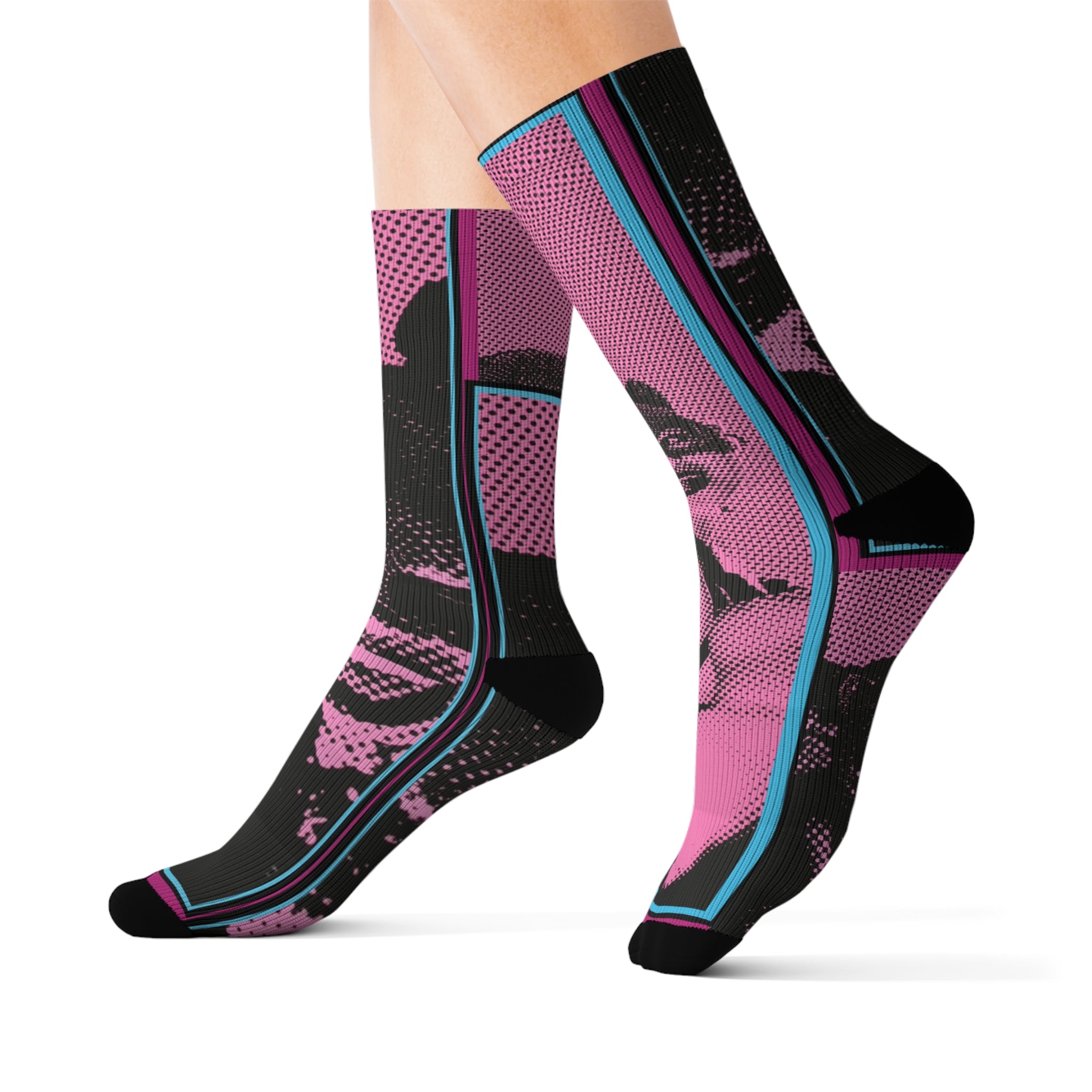 Catwoman by Factor VIII- Sublimation Socks: Bold Pop Art Socks for Unique Style, Colorful Crew Socks, Fun Gift for Artists, Statement Fashion Accessory