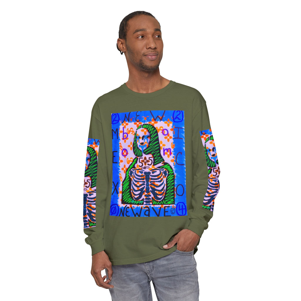 Skeleton Mona Lisa Long Sleeve Tee — 'New Wave' Graphic Shirt
