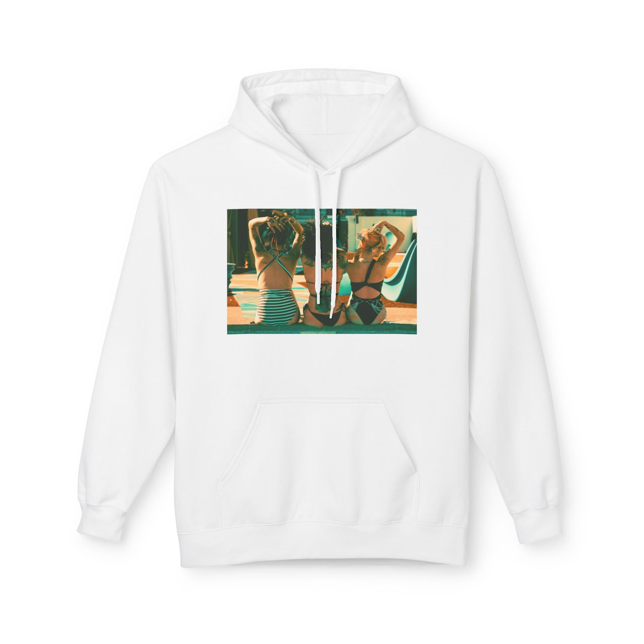 Retro Poolside Friends Hoodie — Vintage Bikini Photo Sweatshirt