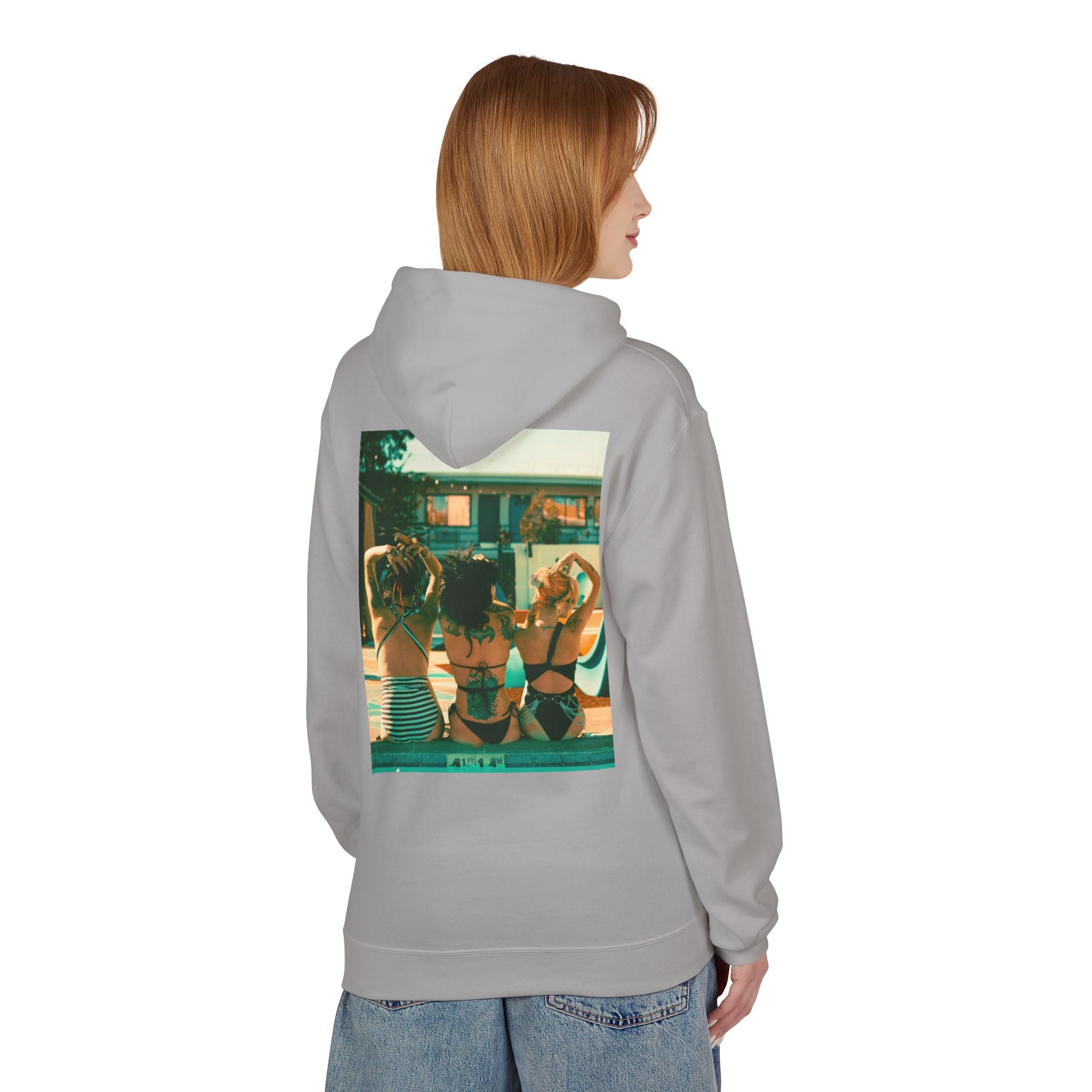 Retro Poolside Friends Hoodie — Vintage Bikini Photo Sweatshirt