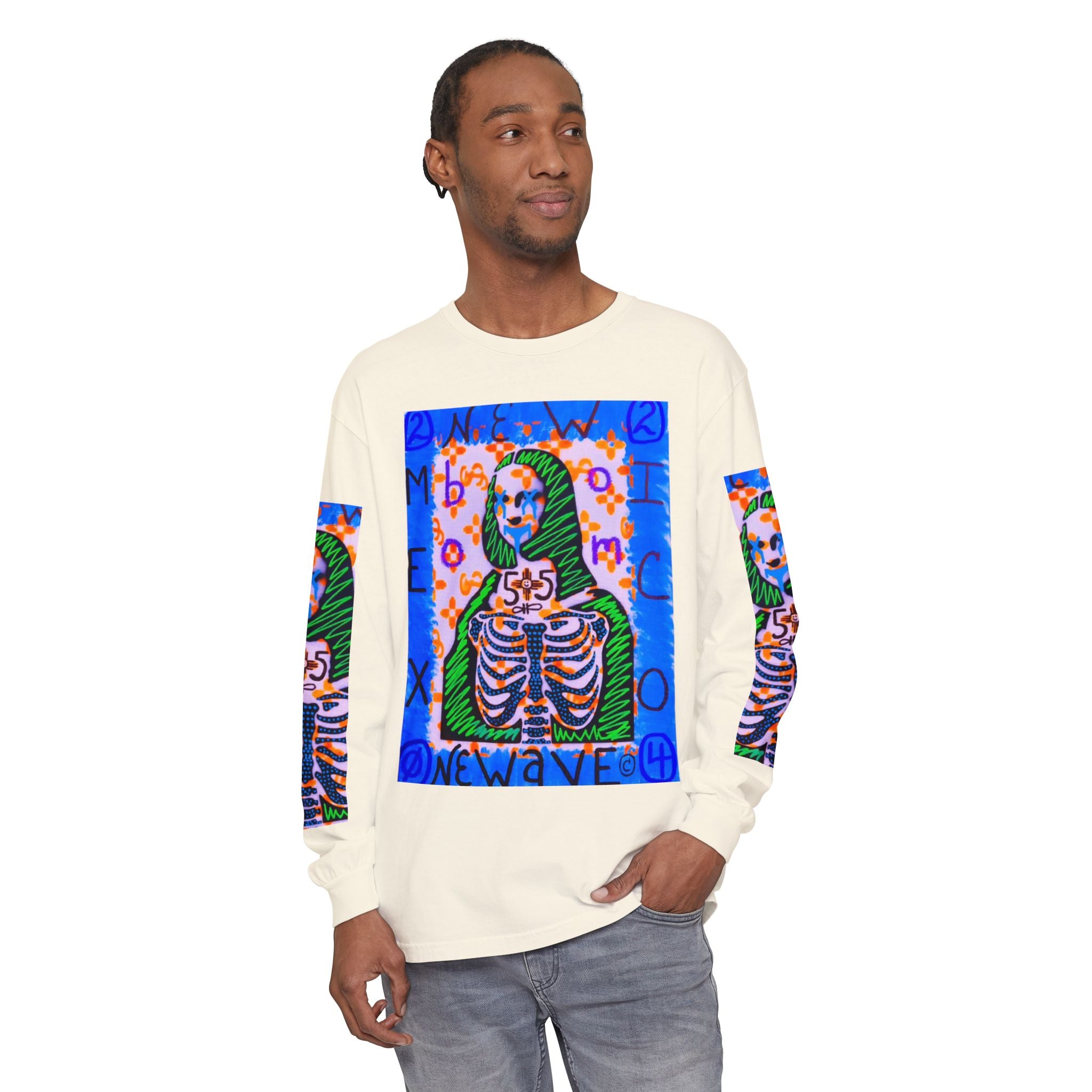 Skeleton Mona Lisa Long Sleeve Tee — 'New Wave' Graphic Shirt